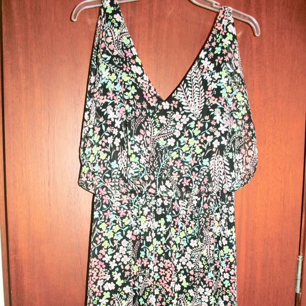 New Candies Floral Blouson, Elastic Waist Dress-L